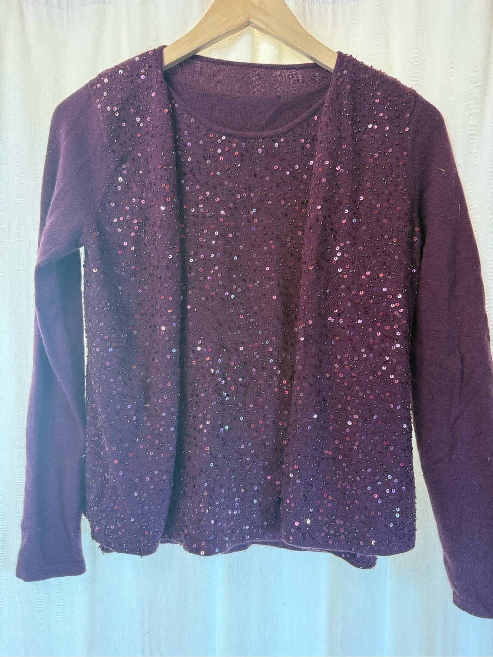 ✨ Cashmere Sequined Cardigan Twin Set - Wine ✨
